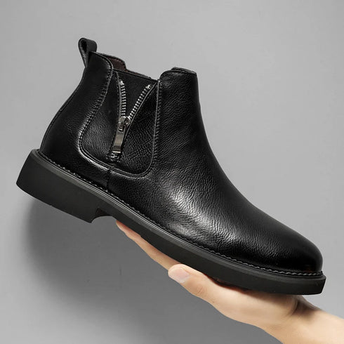 Elegant Narrow Width Chelsea Boots for Men - Genuine Leather Ankle Shoes with Zippers in British Style